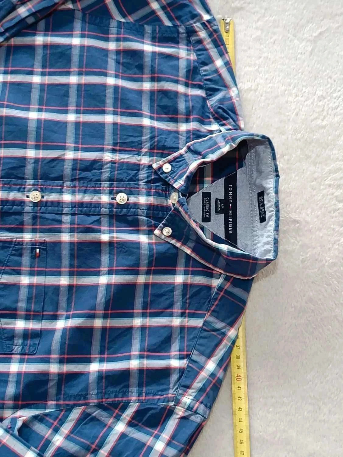 Shirt Tommy Hilfiger classic fit Marine blauw wit rood Vierkanten Maat S – photo 14